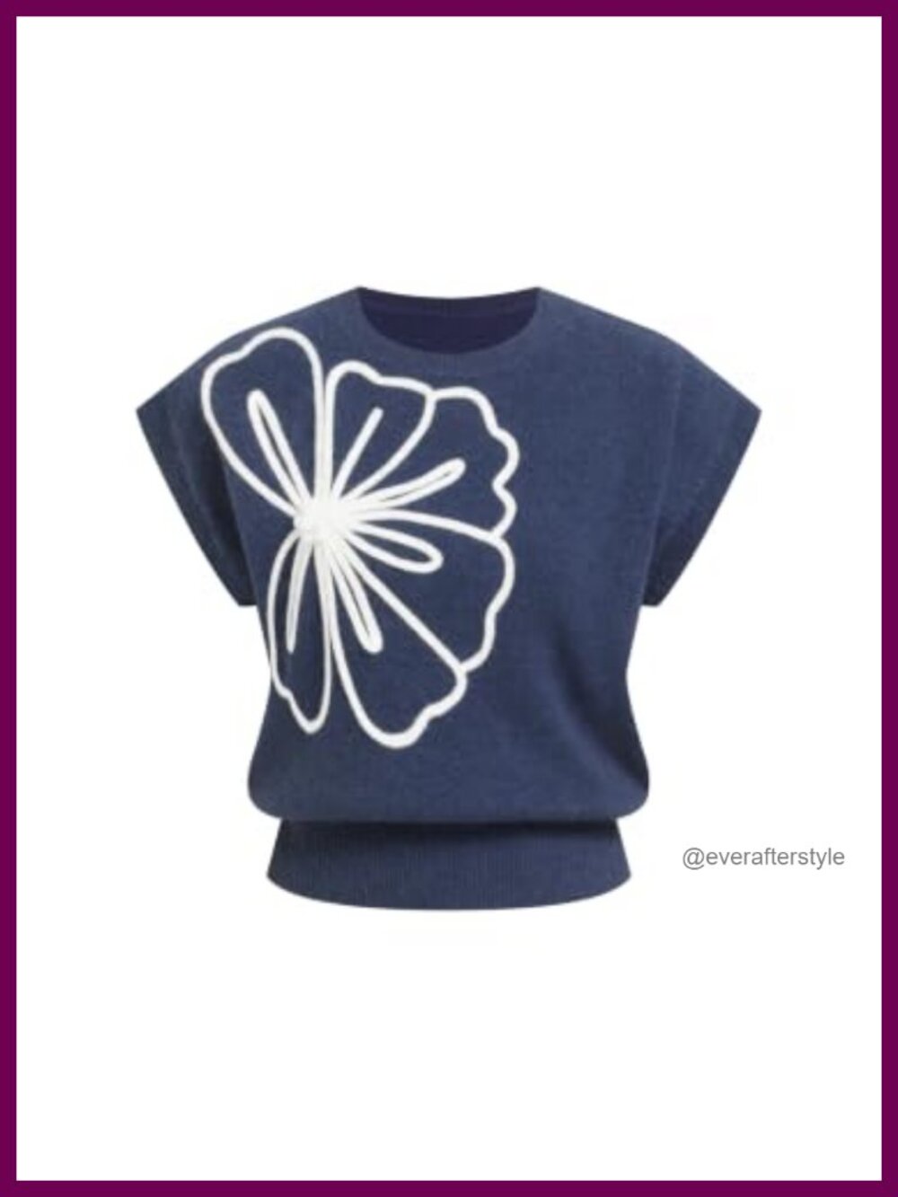 Floral Sweater Vest for Women Boxy Knit Crop Crewneck Short Sleeve Layering